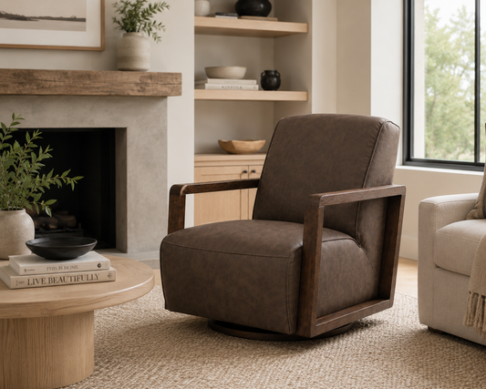 Turner Coated Fabric Swivel Chair - Brown