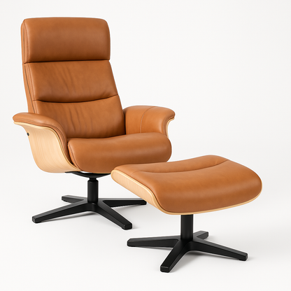 HLHF Vault Leather Lounge Accent Chair & Ottoman Accent Chairs Furniture Store Burlington Ontario Near Me 