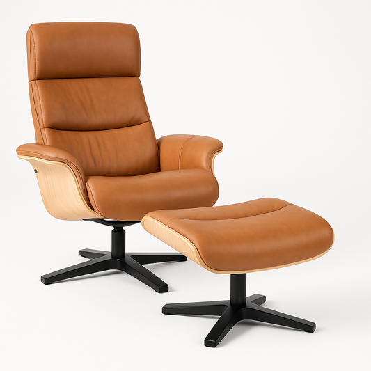 HLHF Vault Leather Lounge Accent Chair & Ottoman Accent Chairs Furniture Store Burlington Ontario Near Me 