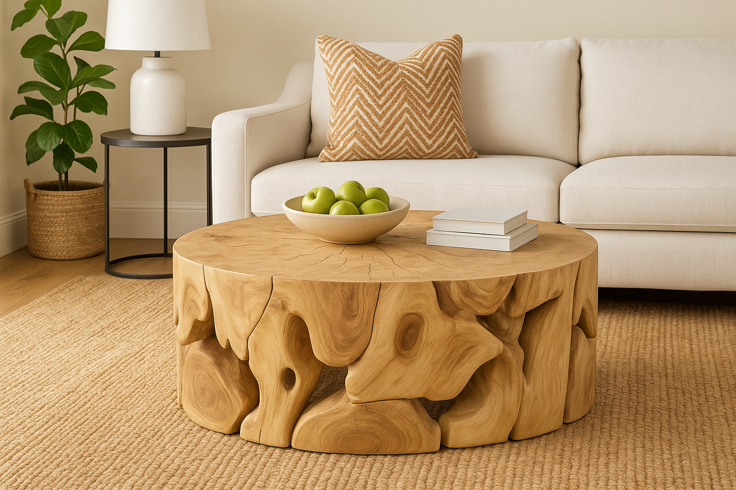 HLHF Bleached Natura Flow Round Coffee Table x Grey Home Grey Home, Living, New Arrivals, Occasional Furniture Store Burlington Ontario Near Me 