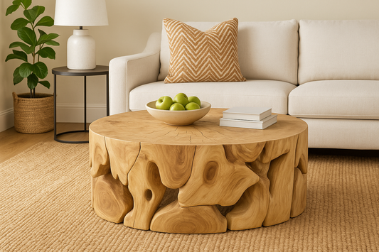 HLHF Bleached Natura Flow Round Coffee Table x Grey Home Grey Home, Living, New Arrivals, Occasional Furniture Store Burlington Ontario Near Me 