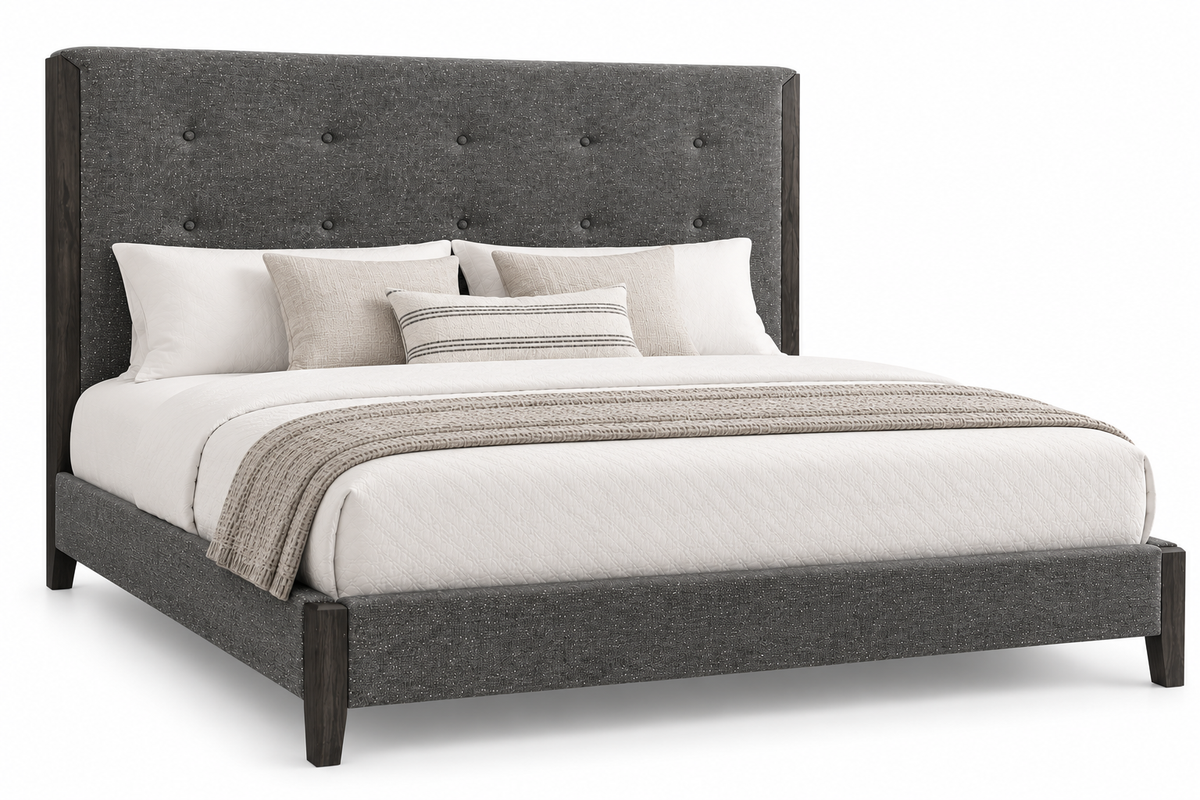 HLHF Charcoal Upholstered Queen Bed Bedroom, Sale Furniture Store Burlington Ontario Near Me 