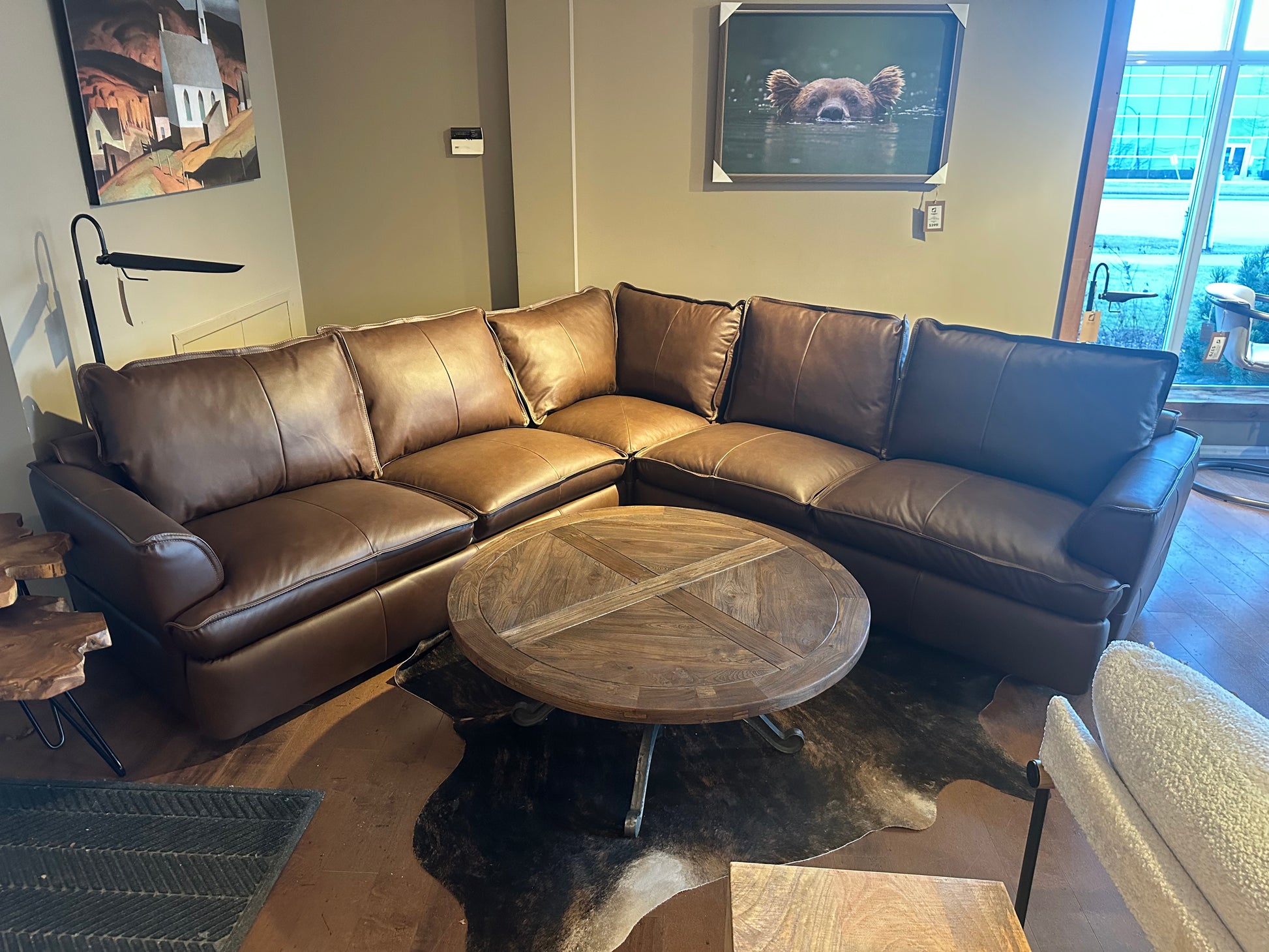 HLHF Volcano Brown Leather Sectional Living Furniture Store Burlington Ontario Near Me 