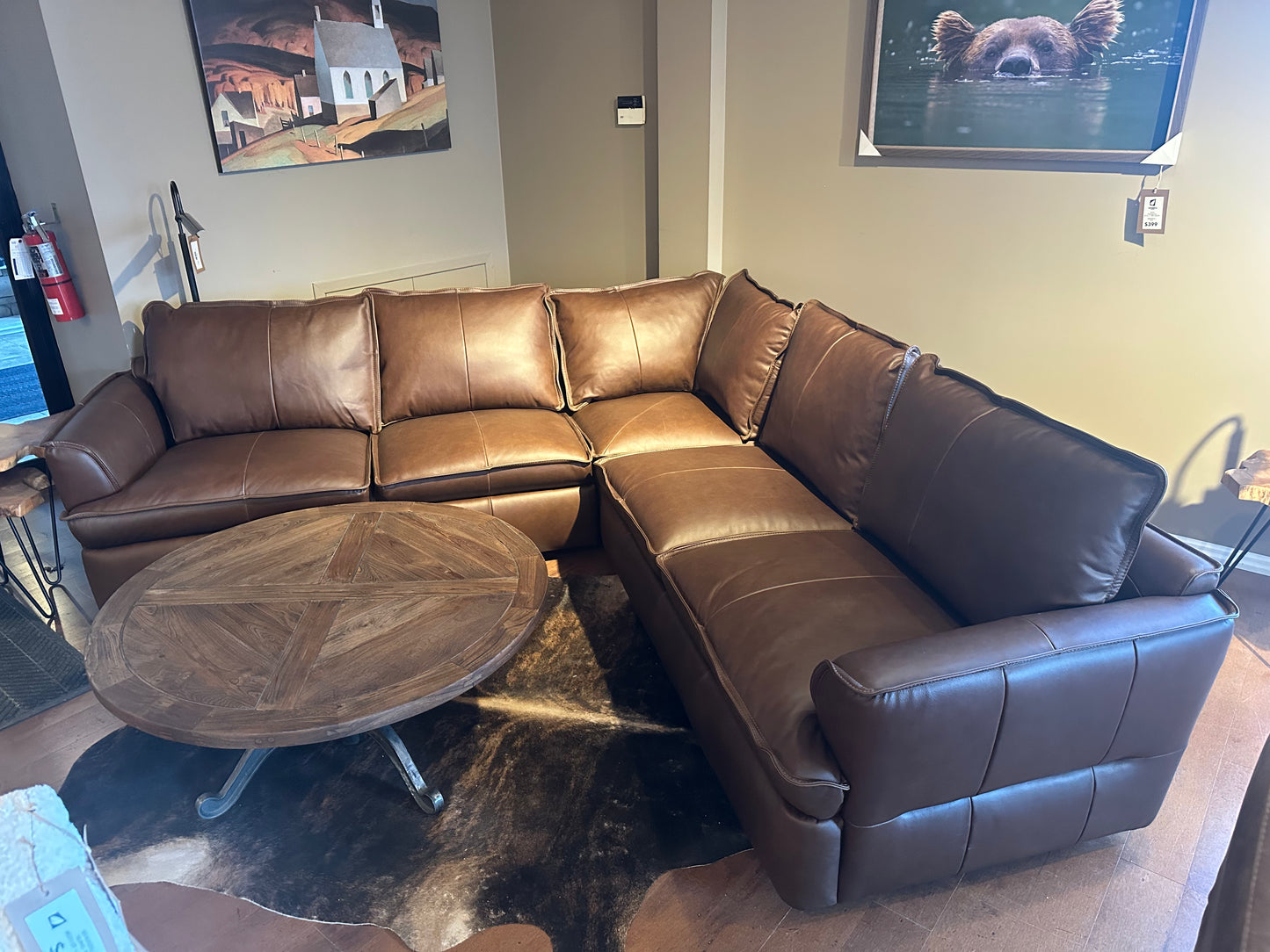 HLHF Volcano Brown Leather Sectional Living Furniture Store Burlington Ontario Near Me 