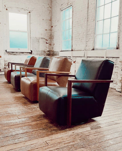 HLHF Detour Leather Glider Accent Chair - 4 Leather Options Accent Chairs Furniture Store Burlington Ontario Near Me 
