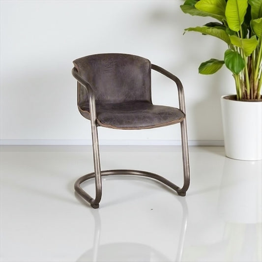 HLHF Normandy Leather Dining Chair - Ebony & Whiskey Dining Furniture Store Burlington Ontario Near Me 