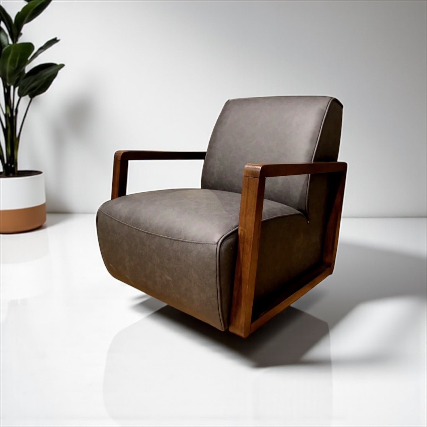 HLHF Turner Coated Fabric Swivel Chair - Charcoal Accent Chairs, Living Furniture Store Burlington Ontario Near Me 
