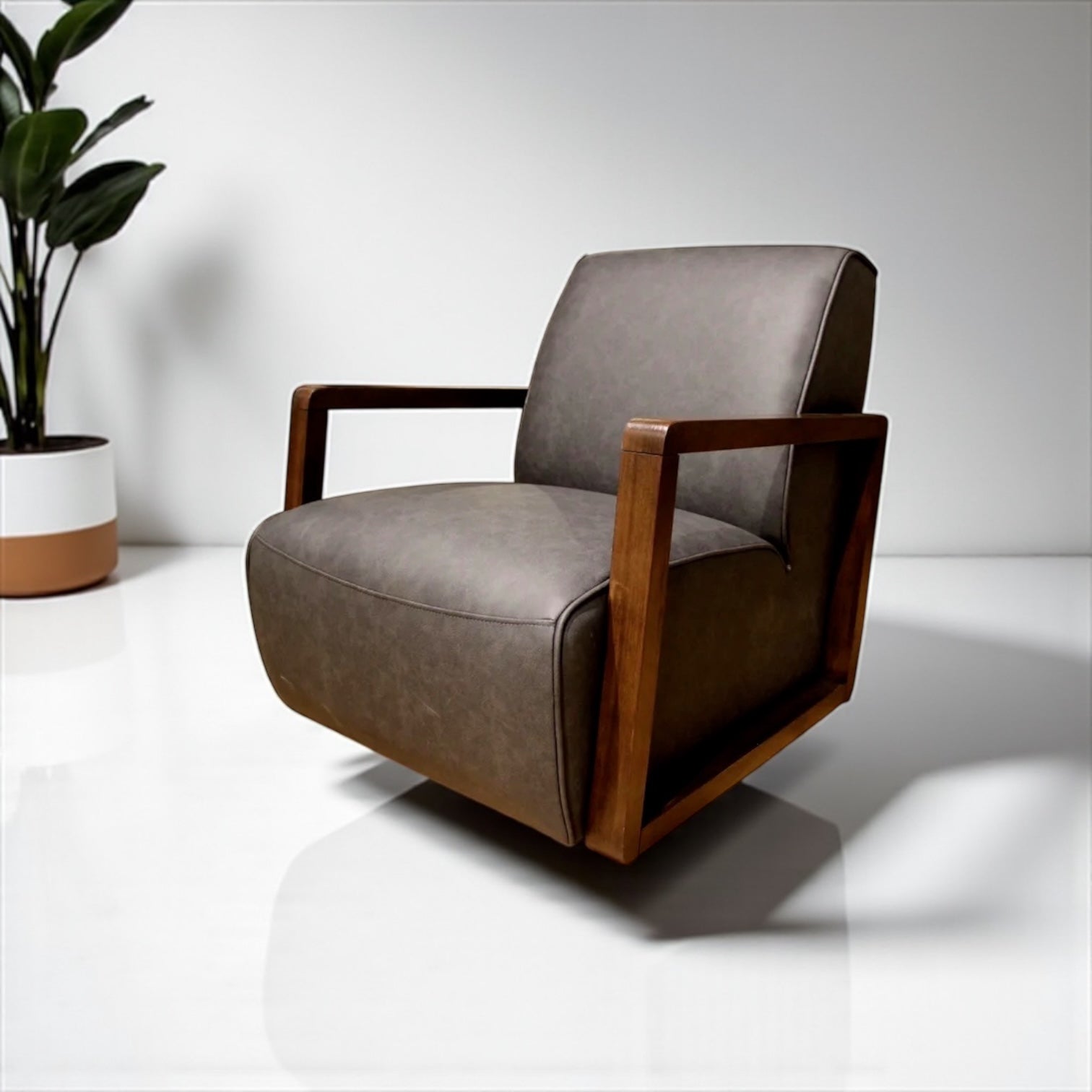 HLHF Turner Coated Fabric Swivel Chair - Charcoal Accent Chairs, Living Furniture Store Burlington Ontario Near Me 