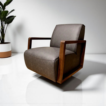 HLHF Turner Coated Fabric Swivel Chair - Charcoal Accent Chairs, Living Furniture Store Burlington Ontario Near Me 