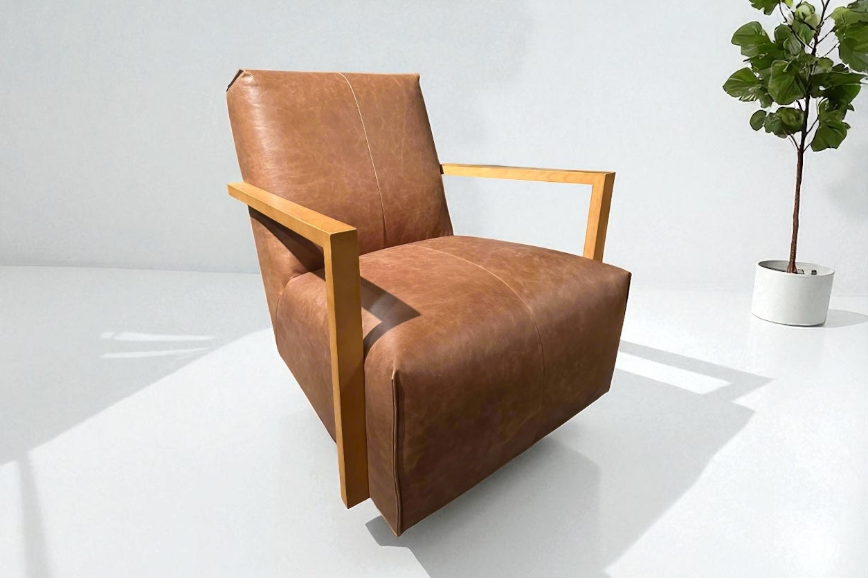 HLHF Detour Leather Glider Accent Chair - 4 Leather Options Accent Chairs Furniture Store Burlington Ontario Near Me 