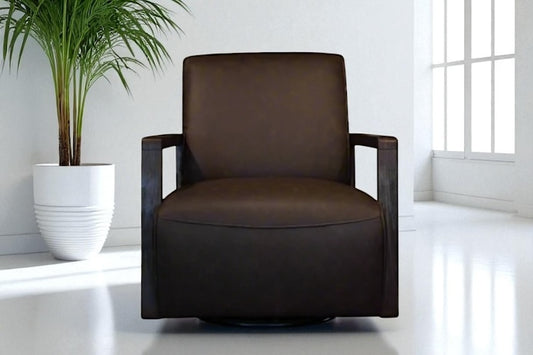 HLHF A997 Turner Coated Fabric Swivel Chair - Brown Accent Chairs, Living Furniture Store Burlington Ontario Near Me 