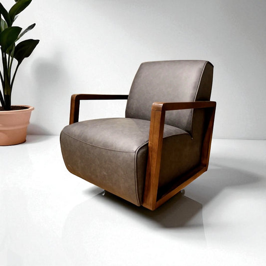 HLHF Turner Coated Fabric Swivel Chair - Charcoal Accent Chairs, Living Furniture Store Burlington Ontario Near Me 
