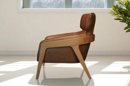 HLHF A993 Bend Leather Accent Chair - Whiskey Accent Chairs, Living Furniture Store Burlington Ontario Near Me 