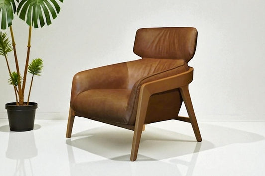 HLHF A993 Bend Leather Accent Chair - Whiskey Accent Chairs, Living Furniture Store Burlington Ontario Near Me 