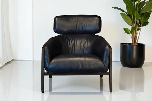 HLHF A993 Bend Leather Accent Chair - Navy Accent Chairs, Living Furniture Store Burlington Ontario Near Me 