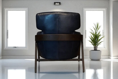 HLHF A993 Bend Leather Accent Chair - Navy Accent Chairs, Living Furniture Store Burlington Ontario Near Me 