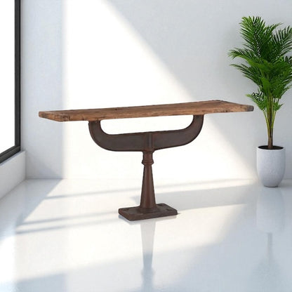 HLHF Industrial Loft Reclaimed Teak Console Living, Occasional Furniture Store Burlington Ontario Near Me 