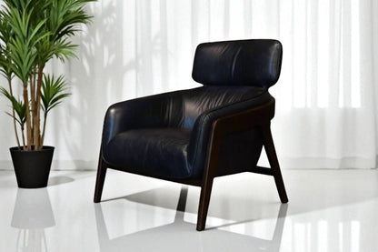 HLHF A993 Bend Leather Accent Chair - Navy Accent Chairs, Living Furniture Store Burlington Ontario Near Me 