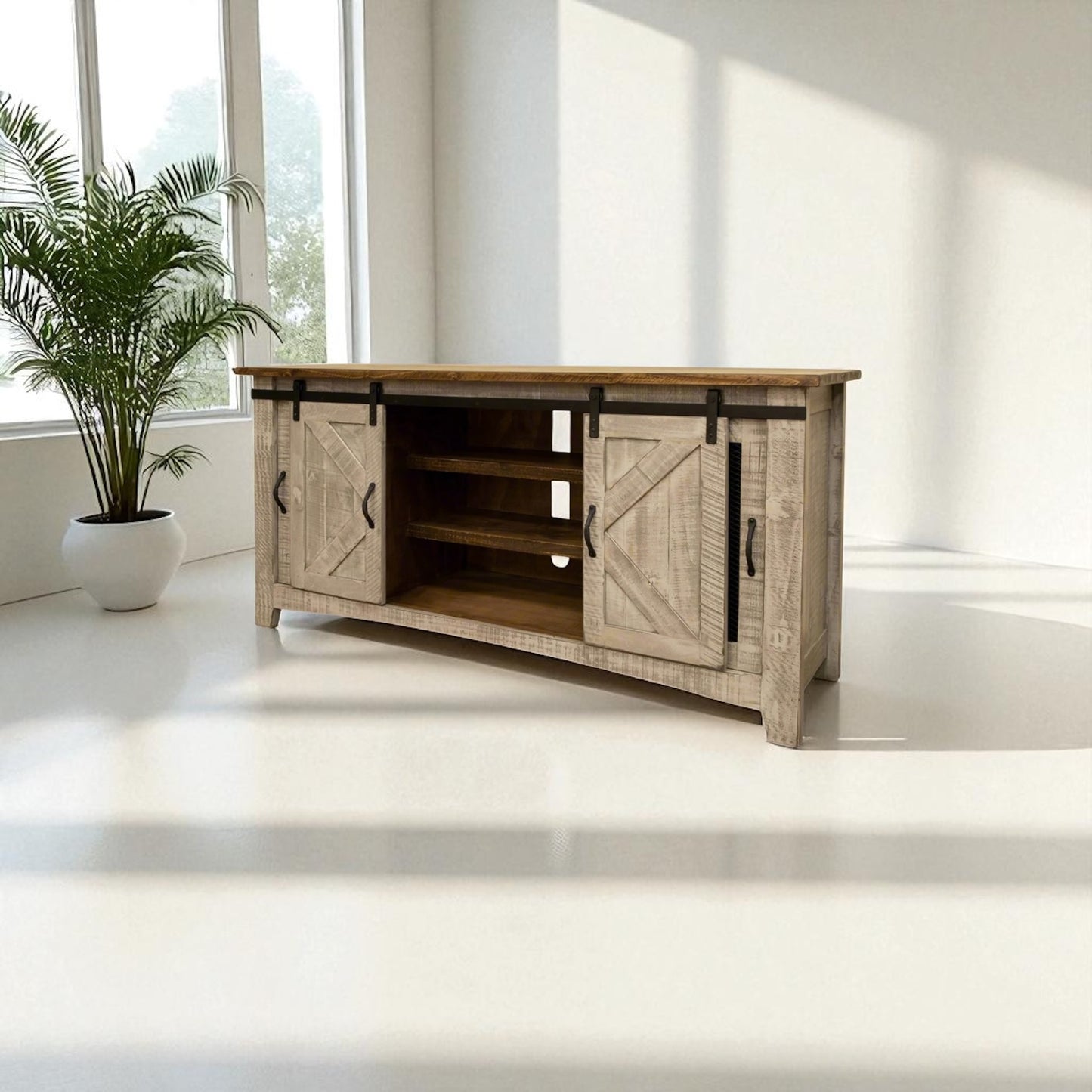 HLHF Pueblo Grey TV Stand - 60"/70"/80" Living, TV Stands Furniture Store Burlington Ontario Near Me 