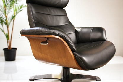 HLHF A928 Arch Leather Lounge Accent Chair & Ottoman - Black Leather Accent Chairs Furniture Store Burlington Ontario Near Me 