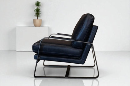 HLHF A1061 Tinny Leather Accent Chair - Navy Accent Chairs, Living Furniture Store Burlington Ontario Near Me 