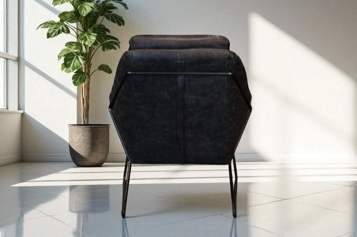 HLHF Isabella Accent Chair - Ebony Leather Accent Chairs, Living Furniture Store Burlington Ontario Near Me 