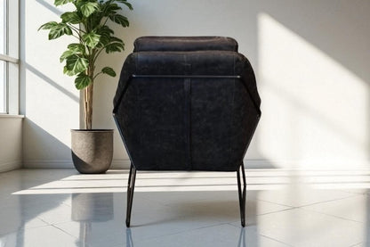 HLHF Isabella Accent Chair - Ebony Leather Accent Chairs, Living Furniture Store Burlington Ontario Near Me 