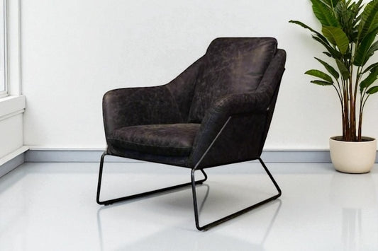 HLHF Isabella Accent Chair - Ebony Leather Accent Chairs, Living Furniture Store Burlington Ontario Near Me 