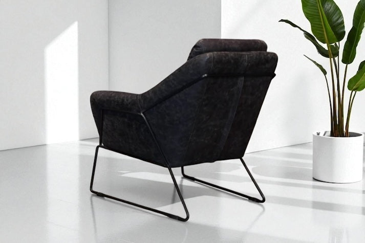 HLHF Isabella Accent Chair - Ebony Leather Accent Chairs, Living Furniture Store Burlington Ontario Near Me 