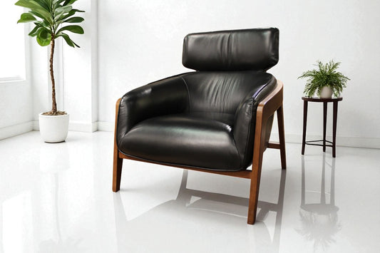 HLHF A993 Bend Leather Accent Chair - Black Accent Chairs, Living Furniture Store Burlington Ontario Near Me 