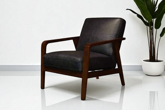 HLHF A1067 Edge Leather Accent Chair - Charcoal Accent Chairs, Living Furniture Store Burlington Ontario Near Me 