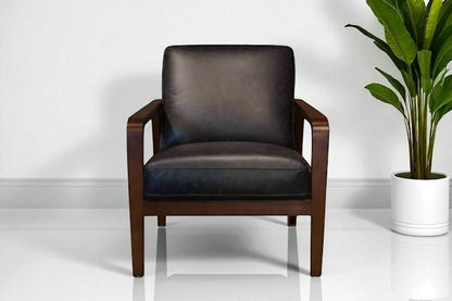 HLHF A1067 Edge Leather Accent Chair - Charcoal Accent Chairs, Living Furniture Store Burlington Ontario Near Me 