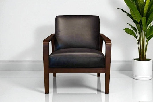 HLHF A1067 Edge Leather Accent Chair - Charcoal Accent Chairs, Living Furniture Store Burlington Ontario Near Me 