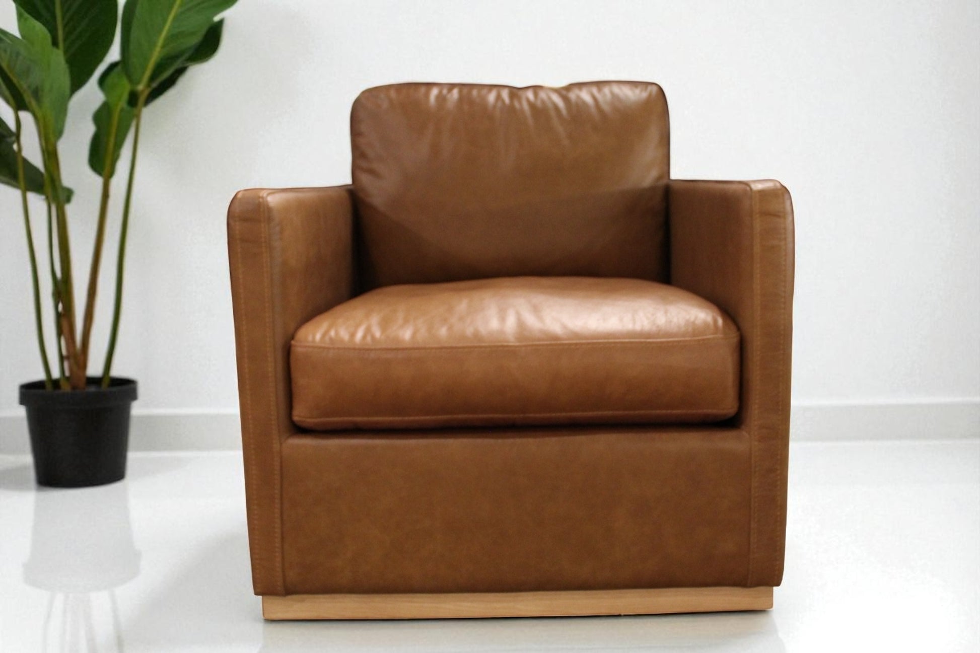 HLHF A1038 Club Swivel Accent Chair - Whiskey Tan Accent Chairs, Living Furniture Store Burlington Ontario Near Me 