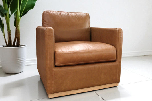 HLHF A1038 Club Swivel Accent Chair - Whiskey Tan Accent Chairs, Living Furniture Store Burlington Ontario Near Me 