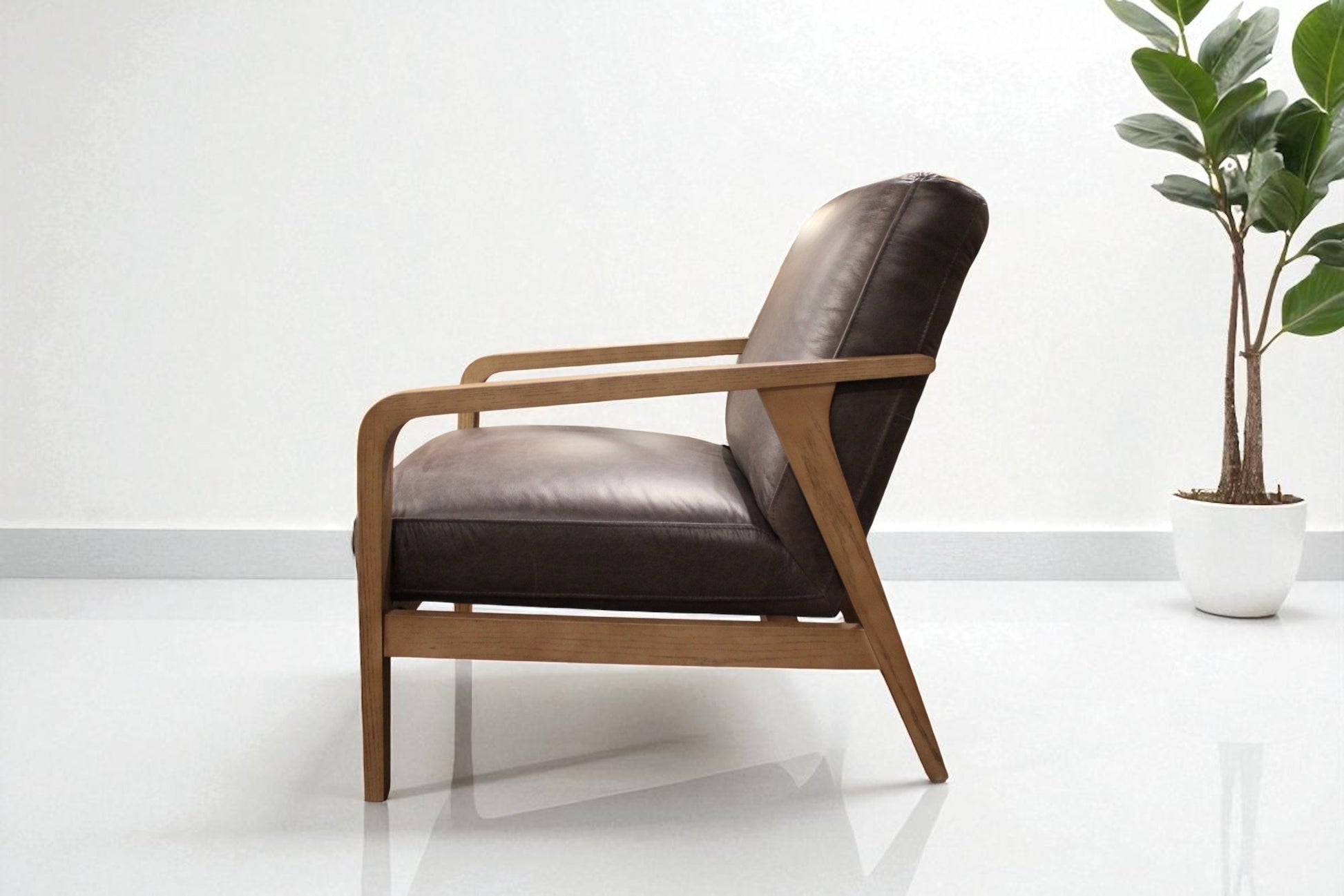 HLHF A1067 Edge Leather Accent Chair - Charcoal Accent Chairs, Living Furniture Store Burlington Ontario Near Me 