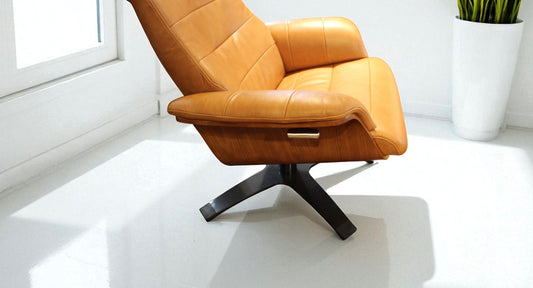 HLHF Arch Leather Lounge Accent Chair & Ottoman - Whiskey Accent Chairs Furniture Store Burlington Ontario Near Me 