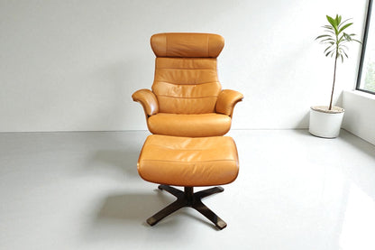HLHF Arch Leather Lounge Accent Chair & Ottoman - Whiskey Accent Chairs Furniture Store Burlington Ontario Near Me 
