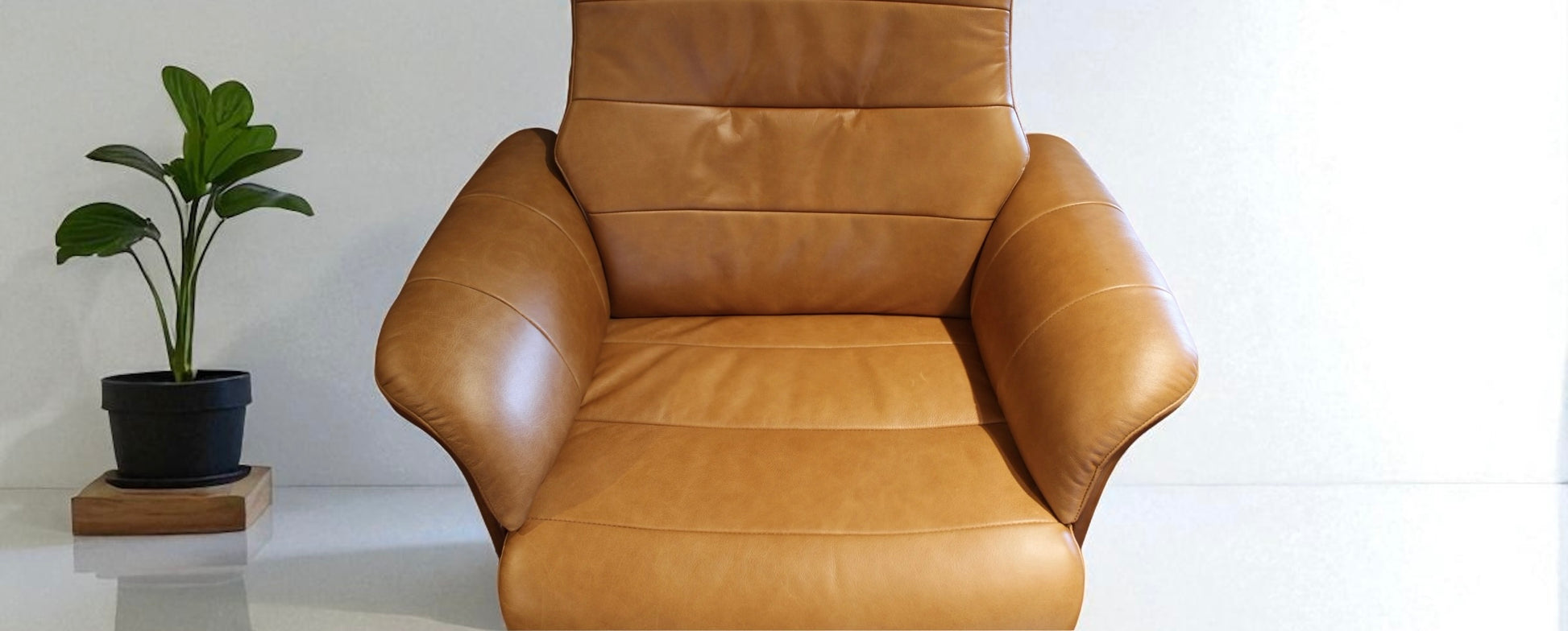 HLHF Arch Leather Lounge Accent Chair & Ottoman - Whiskey Accent Chairs Furniture Store Burlington Ontario Near Me 