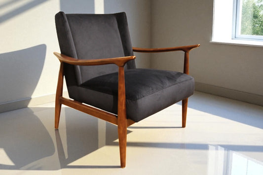 HLHF Curve Blue Velvet Accent Chair Accent Chairs Furniture Store Burlington Ontario Near Me 
