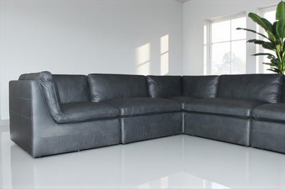 HLHF Volcano Gunpowder Leather Sectional Living Furniture Store Burlington Ontario Near Me 