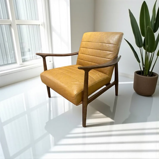 HLHF Curve Leather Accent Chair - Cognac Accent Chairs Furniture Store Burlington Ontario Near Me 