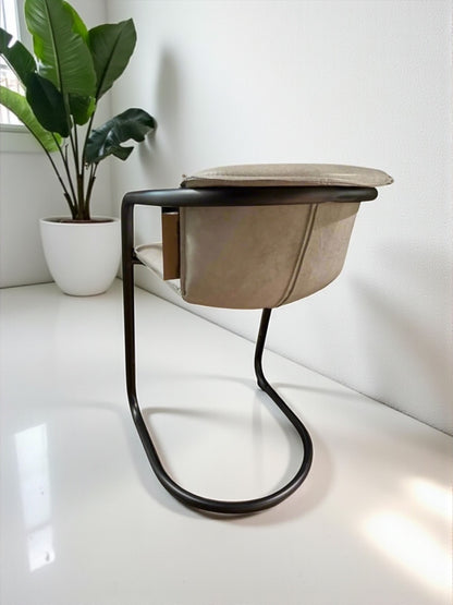 HLHF Aberdeen Stool - Vintage White Leather Stools & Bars Furniture Store Burlington Ontario Near Me 