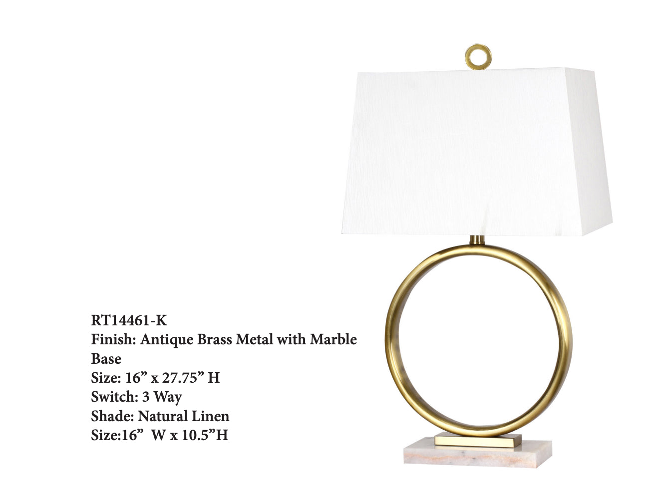 HLHF Brass Circle Lamp (RT14446) Lighting Furniture Store Burlington Ontario Near Me 