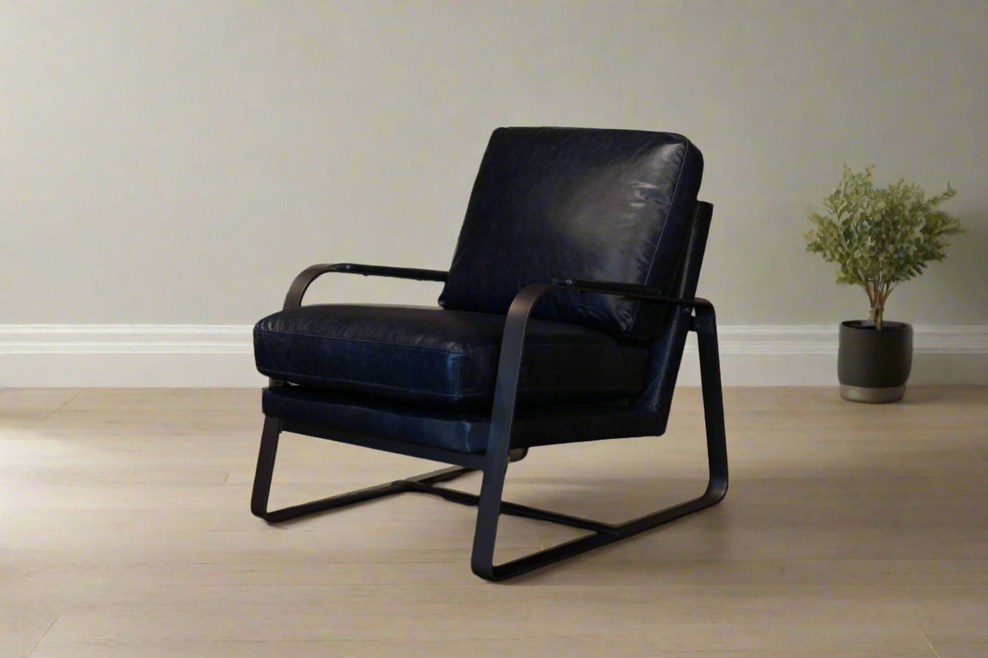 HLHF Tinny Leather Accent Chair - Navy Accent Chairs, Living Furniture Store Burlington Ontario Near Me 