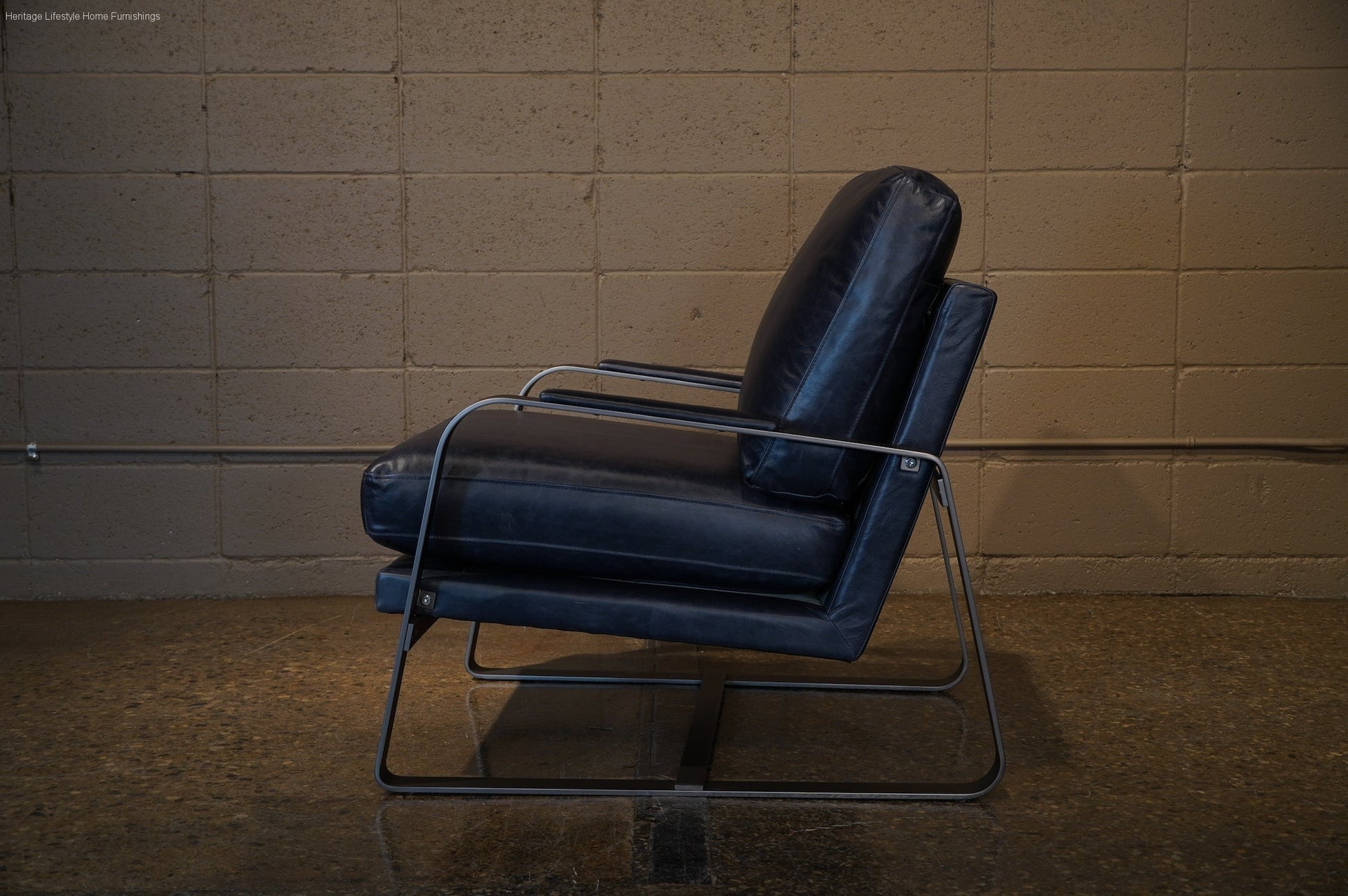 HLHF Tinny Leather Accent Chair - Navy Accent Chairs, Living Furniture Store Burlington Ontario Near Me 