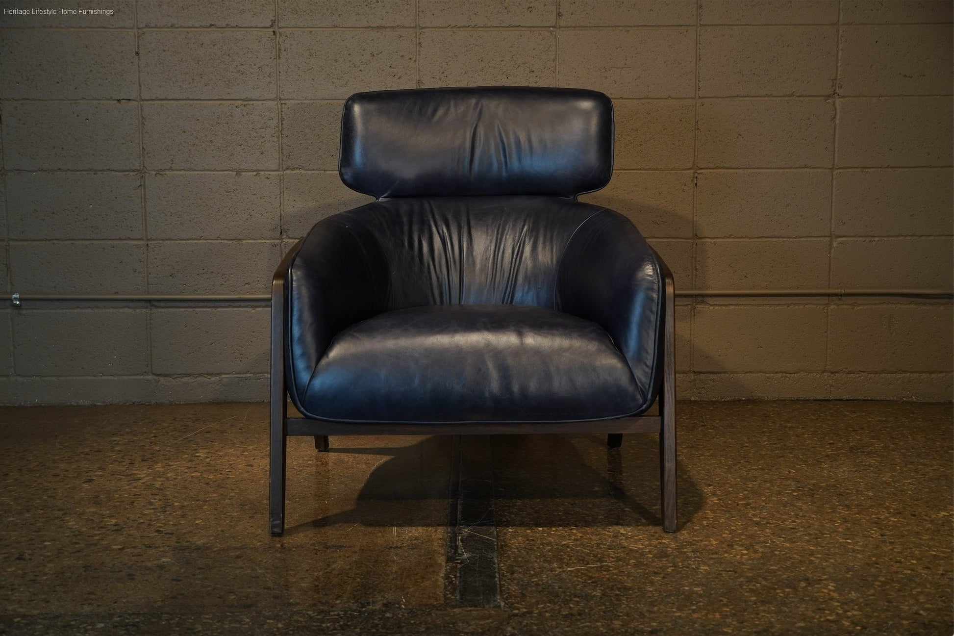HLHF Bend Leather Accent Chair - Navy Accent Chairs, Living Furniture Store Burlington Ontario Near Me 