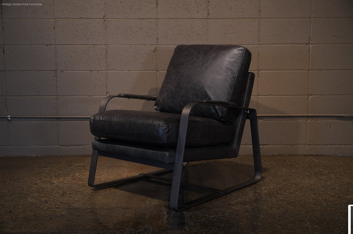 HLHF A1061-1(2A) Leather Accent Chair - Charcoal Accent Chairs, Living Furniture Store Burlington Ontario Near Me 