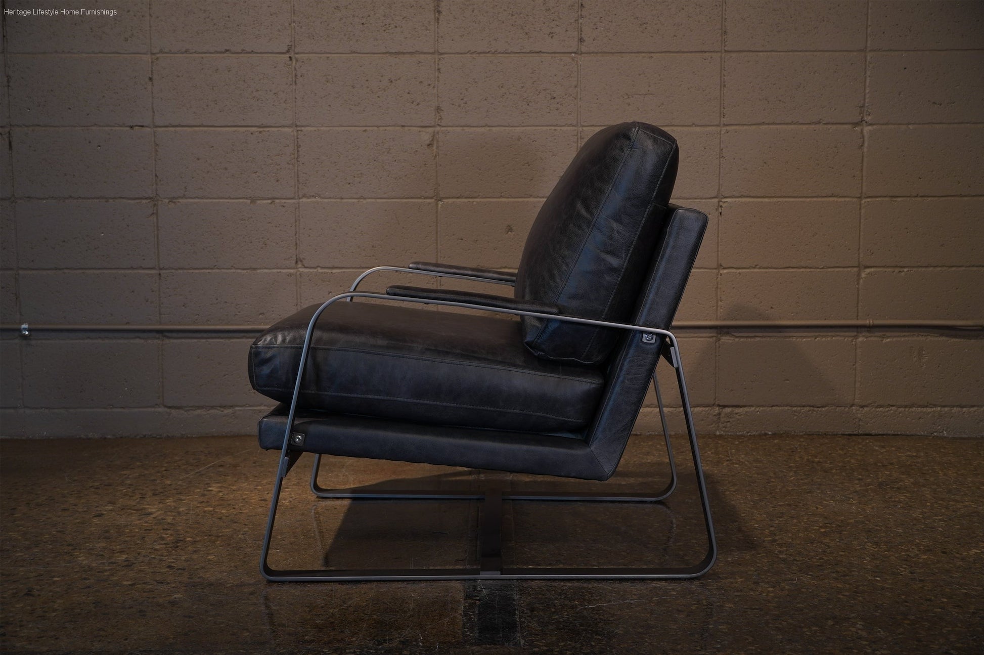 A1061-1(2A) Leather Accent Chair - Charcoal Furniture Stores Burlington Ontario Near Me HLHF