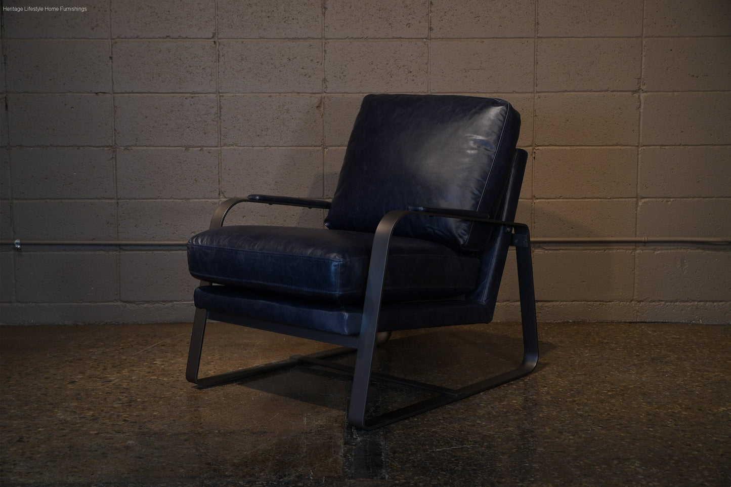 A1061-1(2A) Leather Accent Chair - Navy Furniture Stores Burlington Ontario Near Me HLHF